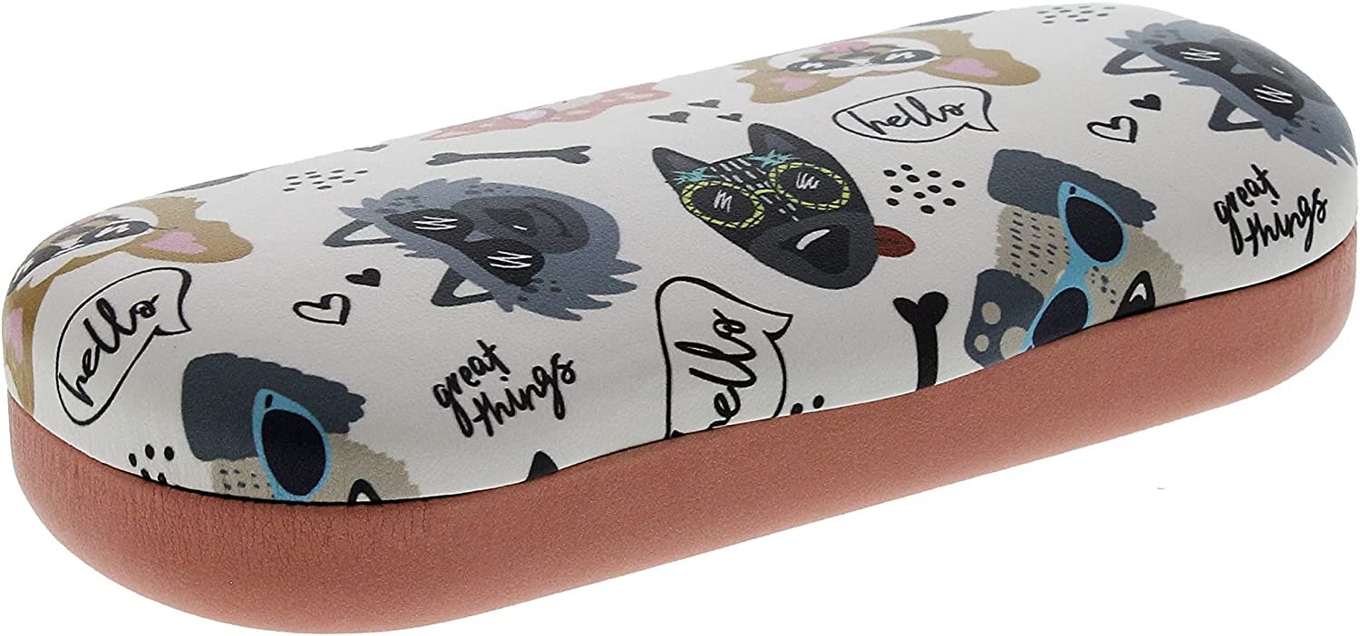 Rons Optical Clamshell Eyeglass Case in Cat Dog Themes for Small to