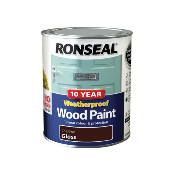 Ronseal - 10 Year Weatherproof Wood Paint Chestnut Gloss 750ml