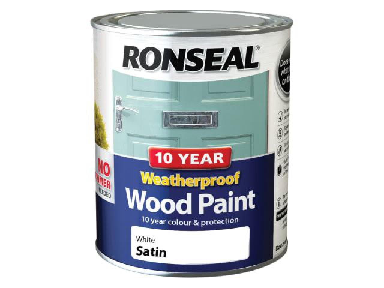 Ronseal 10 Year Weatherproof Satin Wood Paint 750ml - Royal Blue