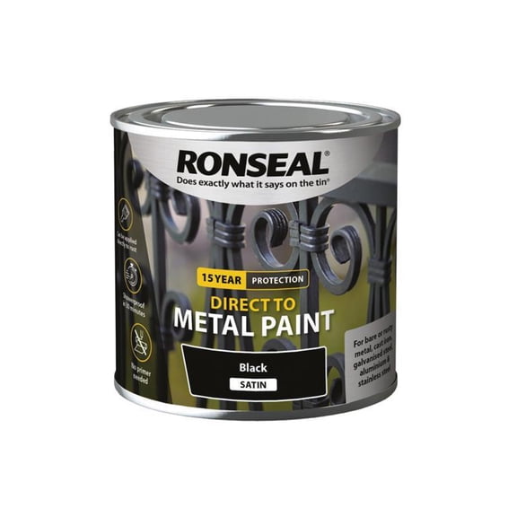 Ronseal - Direct to Metal Paint Black Satin 250ml