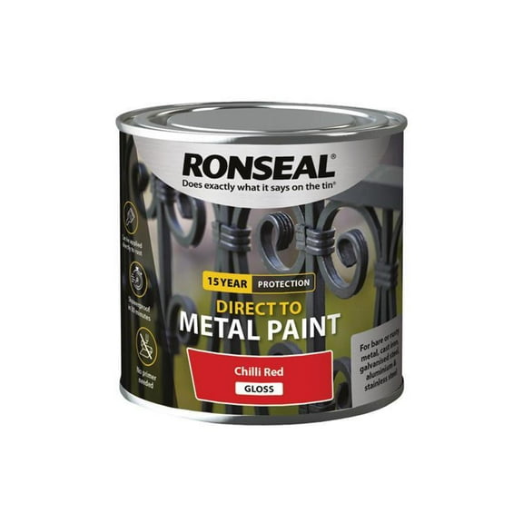 Ronseal - Direct to Metal Paint Chilli Red Gloss 250ml