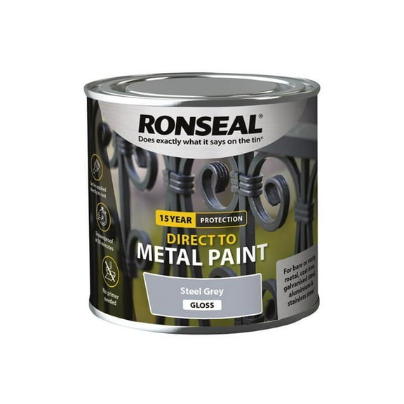 Ronseal - Direct to Metal Paint Steel Grey Gloss 250ml
