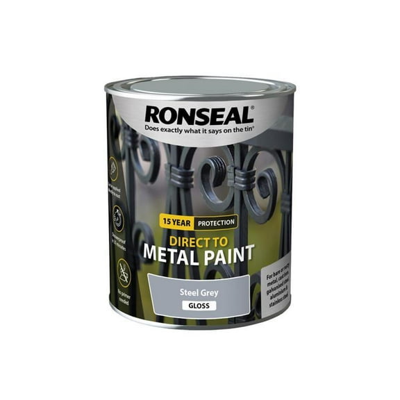 Ronseal - Direct to Metal Paint Steel Grey Gloss 750ml