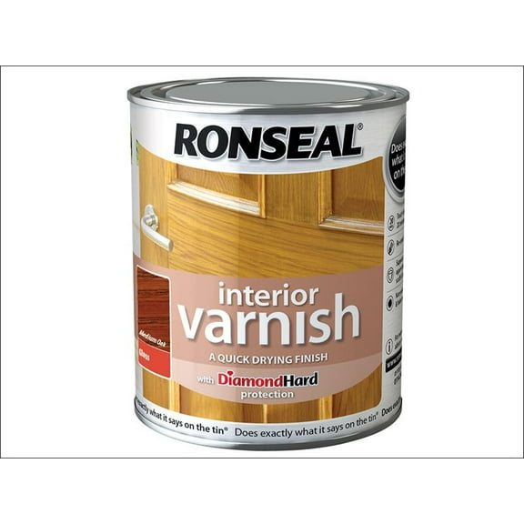 Ronseal - Interior Varnish Quick Dry Gloss Medium Oak 250ml