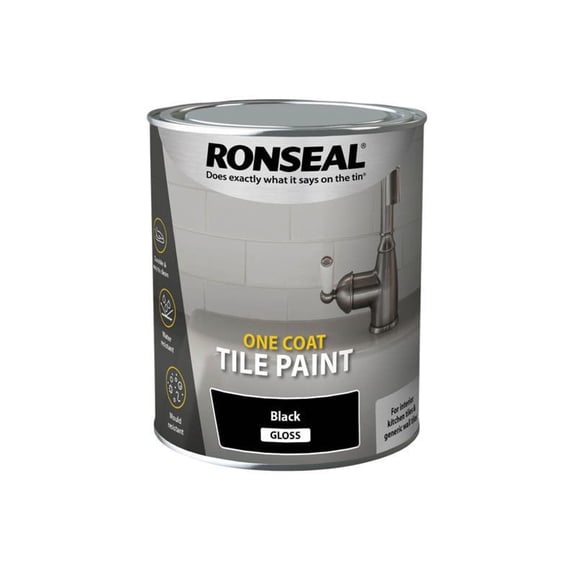 Ronseal - One Coat Tile Paint Black Gloss 750ml