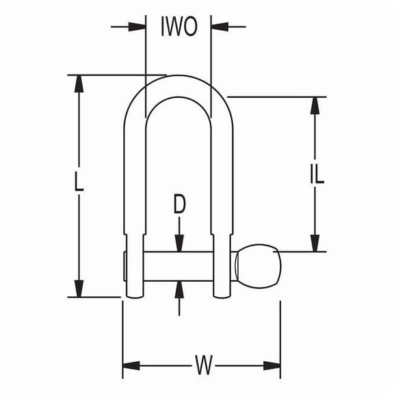 D-Shackle,3,970 lb,316 Stainless Steel RF619