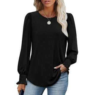 トップス louren puff sleeve over blouse (black) Puff Sleeve Popover Top - Black Solid Colors | NYDJ