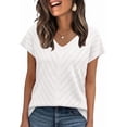 thumbnail image 1 of Ronuti Blouses for Women V Neck Summer Tops Short Sleeve Womens Blouses Spring Business Casual Shirts Sweaters, 1 of 10