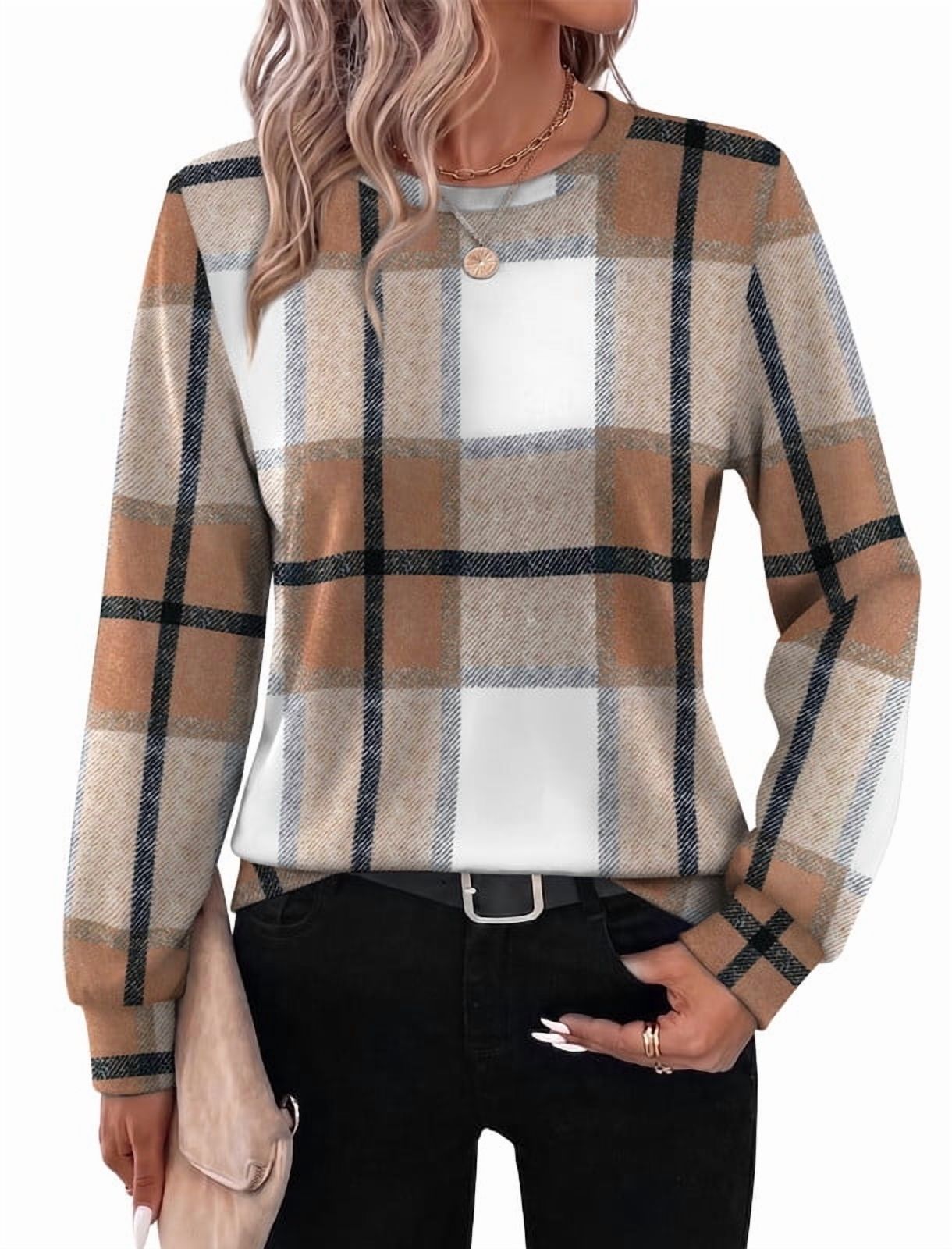 Ronuti Fall Sweatshirts for Women Long Sleeve Shirts Fashion Casual Crew Neck Pullover Tops