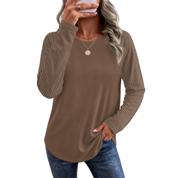 Ronuti Lightweight Sweatshirt for Women Fall Long Sleeve Shirts Fashion Casual Crew Neck Pullover Tops
