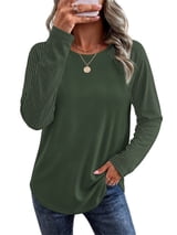 Ronuti Lightweight Sweatshirt for Women Fall Long Sleeve Shirts Fashion Casual Crew Neck Pullover Tops