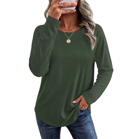 Ronuti Lightweight Sweatshirt for Women Fall Long Sleeve Shirts Fashion Casual Crew Neck Pullover Tops