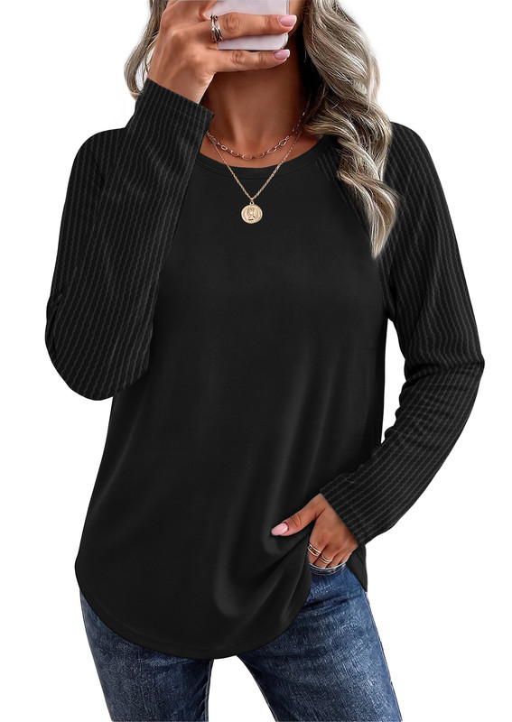 Ronuti Lightweight Sweatshirt for Women Fall Long Sleeve Shirts Fashion Casual Crew Neck Pullover Tops