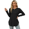 thumbnail image 1 of Ronuti Long Sleeve Shirts for Women Crewneck Basic Loose Tunic Tops Floral Beach Vacation Clothes, 1 of 5