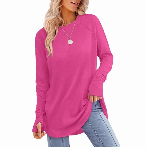 Ronuti Long Sleeve Shirts for Women Crewneck Basic Loose Tunic Tops Fall Outfits for Women 2026
