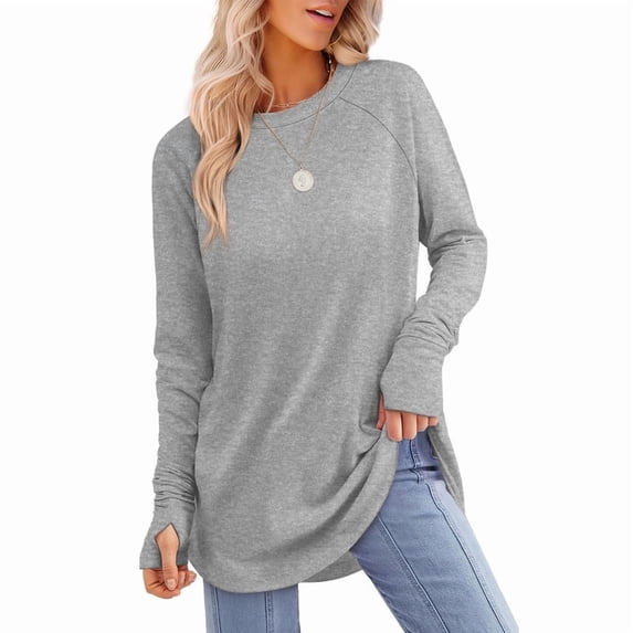 Ronuti Long Sleeve Shirts for Women Crewneck Basic Loose Tunic Tops Fall Outfits for Women 2026