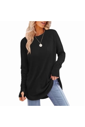 Long Sleeve Shirts for Women Crewneck Basic Loose Tunic Tops Fall Outfits for Women 2026