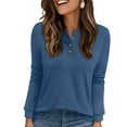 thumbnail image 1 of Ronuti Winter Long Sleeve Shirts for Women Henley Fall Womens Tops Crew Neck Blouses Dressy Casual Winter Clothes M-3Xl, 1 of 8