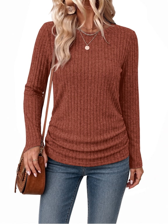 Long Sleeve Shirts for Women Lightweight Crew Neck Sweaters Fall Womens Fashion Tunic Tops Fashion Clothes