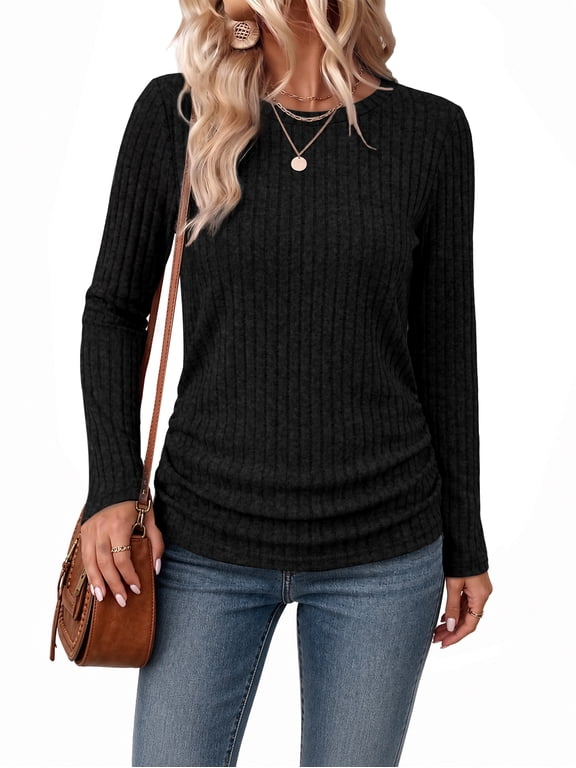 Long Sleeve Shirts for Women Lightweight Crew Neck Sweaters Fall Womens Fashion Tunic Tops Fashion Clothes