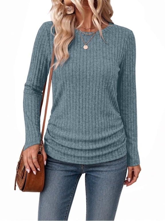 Long Sleeve Shirts for Women Lightweight Crew Neck Sweaters Fall Womens Fashion Tunic Tops Fashion Clothes