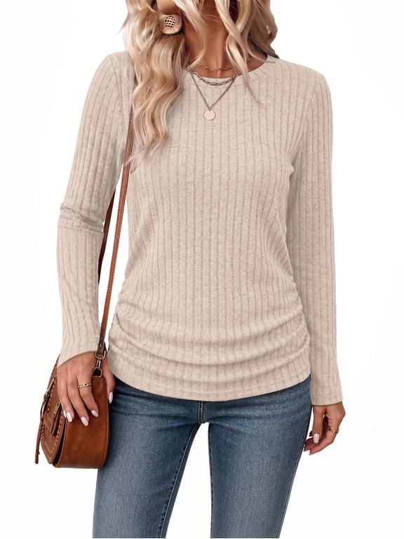Long Sleeve Shirts for Women Lightweight Crew Neck Sweaters Fall Womens Fashion Tunic Tops Fashion Clothes