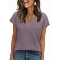 thumbnail image 1 of Ronuti Short Sleeve Sweater for Women V Neck Trendy Summer Tops Beach Vacation Clothes Travel Business Casual Outfits, 1 of 9