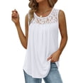 thumbnail image 1 of Ronuti Summer Tank Tops for Women Loose Fit Pleated Tunics Scoop Neck Sleeveless Curved Hem Flowy Lace Tops, 1 of 7