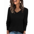 thumbnail image 1 of Ronuti Sweaters for Women V Neck Long Sleeve Casual Fall Tops Crochet Knit Lightweight Pullover Fashion Clothes 2026, 1 of 11