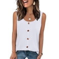 thumbnail image 1 of Ronuti Tank Tops for Women Summer Tops Trendy Dressy Casual Spring Vacation Outfits Crewneck Button Down Sleeveless Shirts White Shirts, 1 of 8