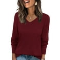thumbnail image 1 of Ronuti Sweaters for Women V Neck Long Sleeve Casual Fall Tops Crochet Knit Lightweight Pullover Fashion Clothes 2026, 1 of 11