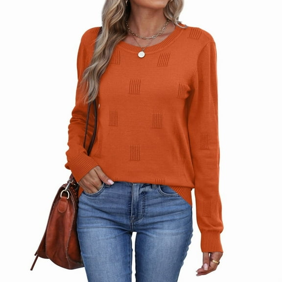 Ronuti Women's Cropped Knit Sweater Soft Stretch Round Neck Long Sleeve Tops Casual Fall Winter Tops