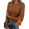 thumbnail image 1 of Ronuti Long Sleeve Thermal Shirt for Women Light Fleece Tops Spring 2025 Crew Neck Casual Basic T-Shirts, 1 of 9