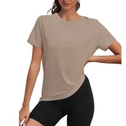 Ronuti Fall Winter Workout Tops for Women UPF 50+ Breathable Quick Dry Loose Fit T Shirt Outdoor Yoga Running Hiking Gym Tee Top