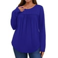 thumbnail image 1 of Ronuti Womens Plus Size Tops Fall Long Sleeve Shirts Crew Neck Casual Loose Tunic Blouses, 1 of 7
