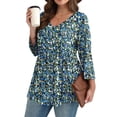 thumbnail image 1 of Ronuti 3/4 Length Sleeve Womens Tops 2025 Blouses for Women Dressy Casual Fashion Clothing V Neck Babydoll Tops Fall Outfits, 1 of 8