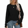 thumbnail image 1 of Ronuti Women's Long Sleeve Top Crewneck Basic Lightweight Fall Shirt with Thumb Hole, 1 of 7