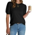 thumbnail image 1 of Ronuti Women's Puff Short Sleeve Sweater Tops 2026 Summer Fall Trendy Knit Crew Neck Casual T Shirts Blouses, 1 of 9