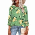 thumbnail image 1 of Ronuti Womens 3/4 Sleeve Tops Ladies Blouses Crew Neck T Shirts for Women Loose Fit Tunic Tops, 1 of 9