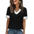 thumbnail image 1 of Ronuti Womens Blouses V Neck Short Sleeve Tops Spring Summer Business Casual Shirts Lightweight Sweaters, 1 of 9