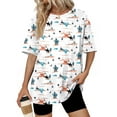 thumbnail image 1 of Ronuti Womens Oversized Summer T Shirts Plus Size Batwing Cute Casual Tops Short Sleeves Fashion Workout Clothes, 1 of 7