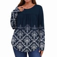 thumbnail image 1 of Ronuti Womens Plus Size Tops Fall Long Sleeve Shirts Crew Neck Casual Loose Tunic Blouses, 1 of 7