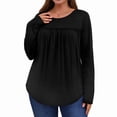 thumbnail image 1 of Ronuti Womens Plus Size Tops Fall Long Sleeve Shirts Crew Neck Casual Loose Tunic Blouses, 1 of 7