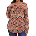 thumbnail image 1 of Ronuti Womens Plus Size Tops Fall Long Sleeve Shirts Crew Neck Casual Loose Tunic Blouses, 1 of 7