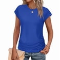 thumbnail image 1 of Ronuti Womens Short Sleeve Tshirts Crew Neck Shirts with Side Shirring Basic Tops for Innerwear or Summer T-shirts, 1 of 9