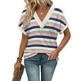 thumbnail image 1 of Ronuti Womens Summer Tops Short Rolled Sleeve Shirts 2026 Fashion V Neck Clothes, 1 of 7