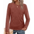thumbnail image 1 of Ronuti Womens Sweaters Long Sleeve Shirts Fall Fashion 2026 Trendy Tops Ruched Outfits Winter Clothing Red Shirts, 1 of 8