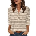 thumbnail image 1 of Ronuti Womens T-shirts 3/4 Sleeve Henley Tops for Women Ladies Premium Printed T-shirt Solid color Tops, 1 of 9