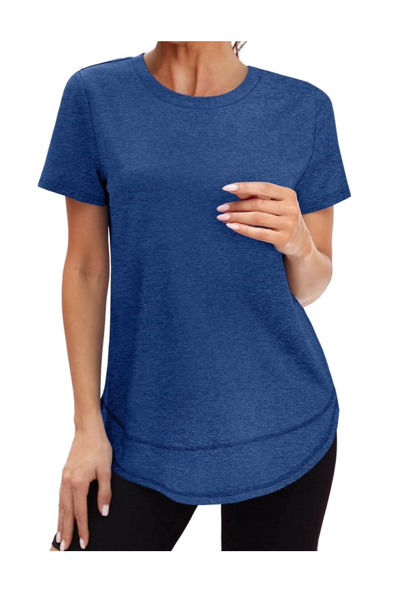 Womens Workout Tops Activewear T-Shirts Short Sleeve Sun Protection Quick Dry Spring Summer