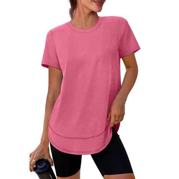 Ronuti Womens Workout Tops Short Sleeve Activewear T-Shirts Quick Dry Breathable Gym Running Yoga Athletic Wear